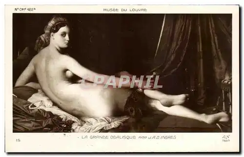 Cartes postales La Grande Odalisque Par Ingres Femme nue erotique Musee du Louvre
