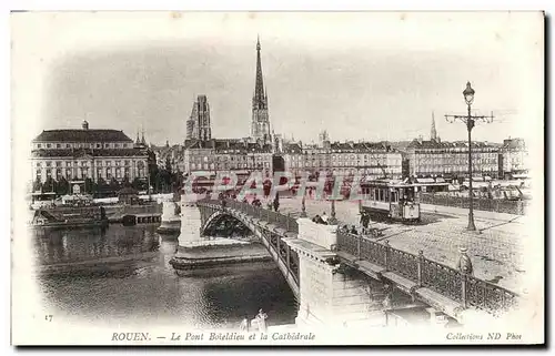 Cartes postales Rouen Le Pont Boieldieu et la Cathedrale Tramway