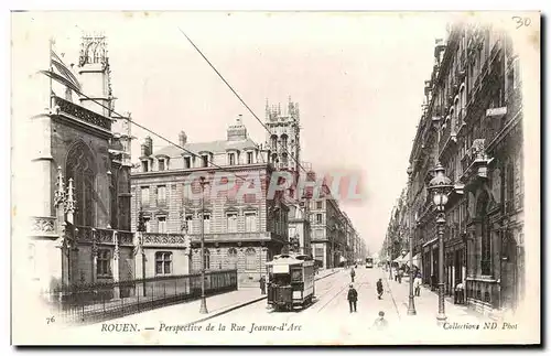 Cartes postales Rouen Perspective de la Rue Jeanne d Arc Tramway