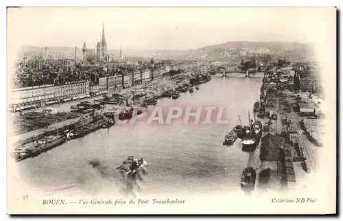 Cartes postales Rouen Vue Generale Prise du Pont Transbordeur Bateaux