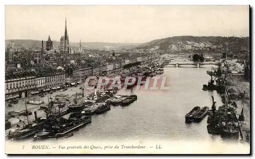 Cartes postales Rouen Vue generale des Quais Prise du Transbordeur Bateaux