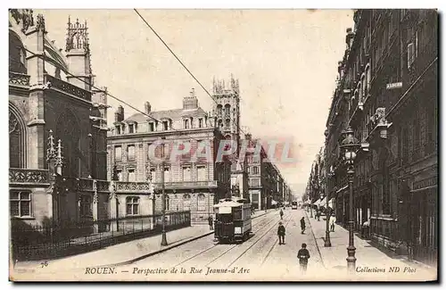 Ansichtskarte AK Rouen Perspective de la Rue Jeanne d arc Tramway