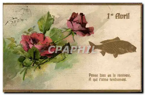 Cartes postales Fantaisie Fleurs April 1er avril Paques Easter Poisson