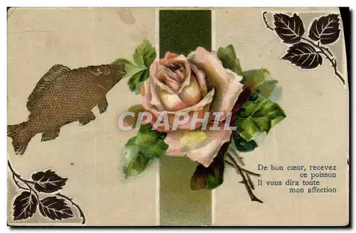 Cartes postales Fantaisie Fleurs De Bon coeur recevez ce Poisson Paques Easter
