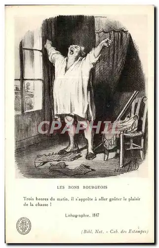 Cartes postales Les Bons Bourgeois Trois beures du matin il s apprete a aller gouter le plaisir