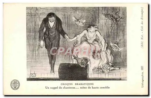 Cartes postales Croquis Dramatiques Un rappel de Chanteuse scene de haute comedie