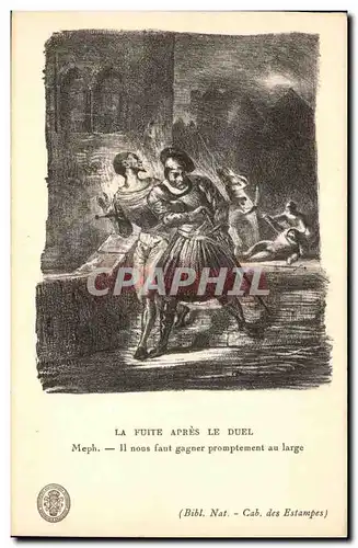 Cartes postales La Fuite Apres Le Duel Faust