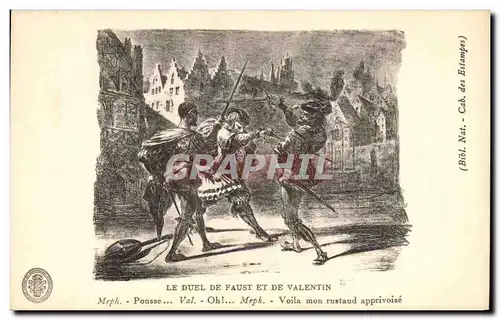 Cartes postales Le Duel De Faust Et De Valentin Pousse Faust