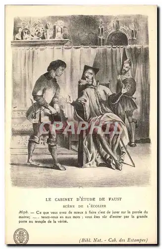 Cartes postales Le Cabinet D Etude De Faust Scene De L Ecolier Faust