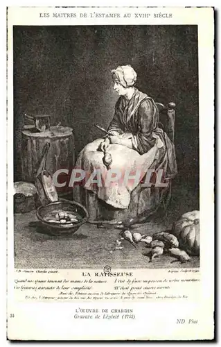 Ansichtskarte AK La Ratisseuse L Oeuvre De Chardin Gravure de Lepicie