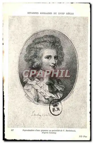 Cartes postales Estampes Anglaises Du XVIII Siecle Reproduction d une gravure au pointille de Barlotozzi d apres