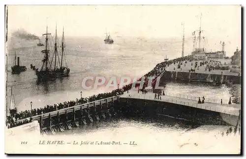 Cartes postales Le Havre La Jetee et I Avant Port Bateau