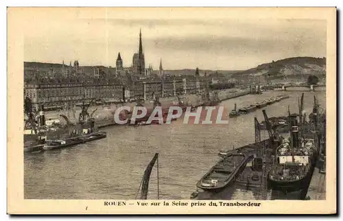 Cartes postales Rouen Vue sur la Seine prise du Transbordeur Bateaux