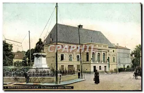 Cartes postales Saint Germain en Laye Le Theatre et la statue Thiers