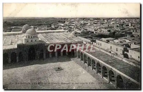 Cartes postales kairouan La cour de la Grande Mosquee et vue vers la Ville Tunisie