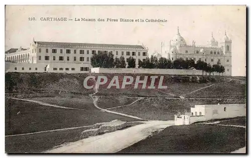 Cartes postales Carthage La Maison des Peres Blancs et la Cathedrale Tunisie