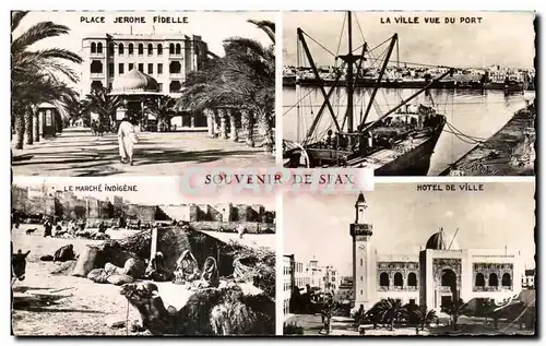 Cartes postales Souvenir de Sfax Tunisie Place Jerome Fidele Ville vue du port Marche indigene Hotel de ville