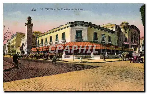 Ansichtskarte AK Tunisie Tunis Le Theatre et le Cafe