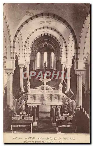 Ansichtskarte AK Interieur de l Eglise Abbaye de ND des Dombes Gare et poste Marlieu