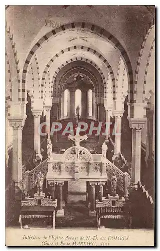 Cartes postales Interieur de l Eglise Abbaye de ND des Dombes Gare et poste Marlieu