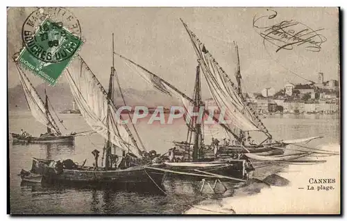 Cartes postales Cannes La Plage Bateaux