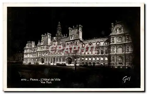 Cartes postales Paris L Hotel de Ville Vue Nuit