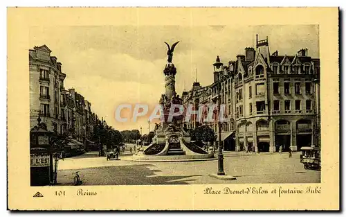 Cartes postales Reims Place Drouet Erlon et fontaine