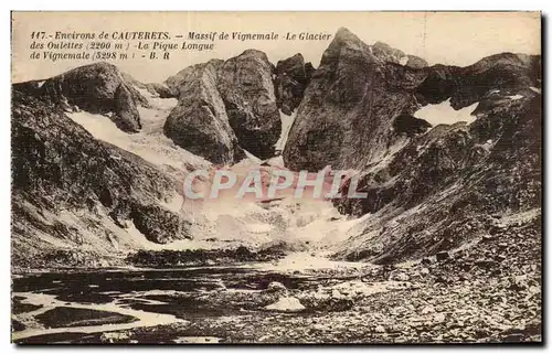 Cartes postales Environs de Cauterets Massif de Vignemale Le Glacier des Oulettes La pique longue de Viguemale