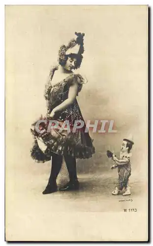 Cartes postales Femme et clown Folklore Costume