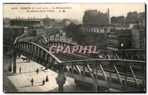 Cartes postales Paris Le Metropolitain Boulevard de la Villette Metro