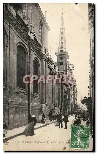 Cartes postales Paris Eglise et Rue Saint Louis