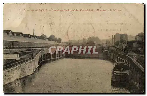 Cartes postales Paris Les deux Ecluses du Canal Saint Martin a La Villette