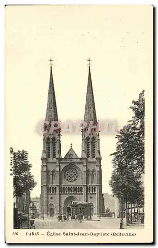 Cartes postales Paris Eglise Saint Jean Bapliste belleville