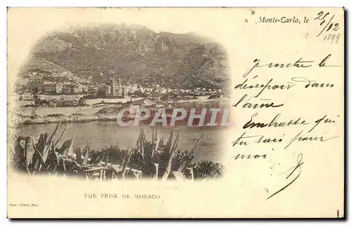 Cartes postales Vue Prise De Monaco Carte 1899