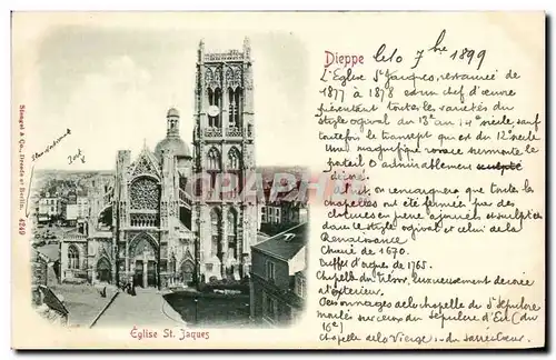 Cartes postales Dieppe Eglise Saint Jacques Carte 1899