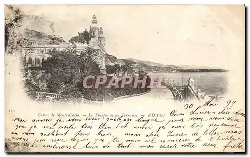 Cartes postales Casino de Monte Carlo Le Theatre et les Terrasses carte 1899