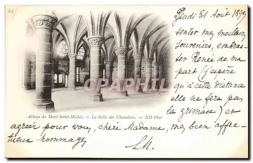 Cartes postales Abbaye du Mont Saint Michel La Salle des Chavaliers Carte 1899