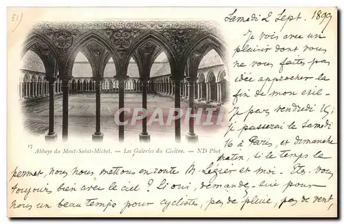 Cartes postales Abbaye du Mont Saint Michel Les Galeries du Cloitre Carte 1899