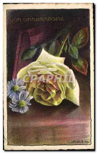 Cartes postales Bon Anniversaire Fantaisie Fleurs