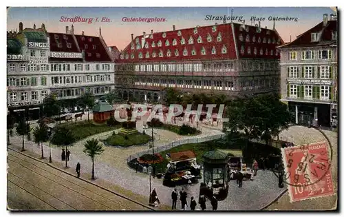 Ansichtskarte AK Strasbourg Place Gutemberg