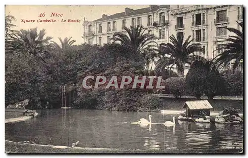 Cartes postales Nice Squre Gambetta Le Bassin Cygnes Swan