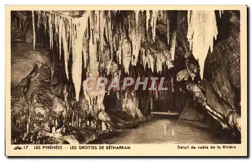 Cartes postales Les Pyrenees Les grottes de Betharram Detail de voute de la riviere