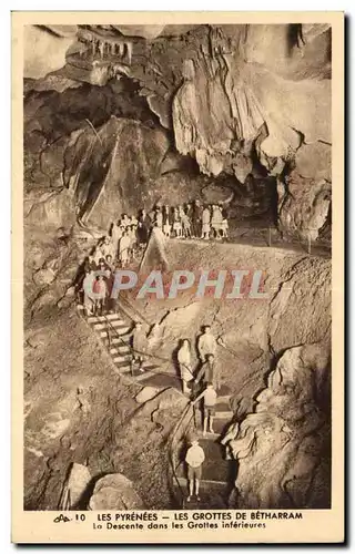 Cartes postales Les Pyrenees les Grottes De Betharram la Descente dons les Grottes Inferieures