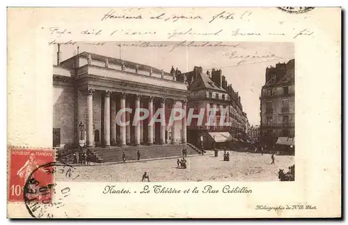 Cartes postales Nantes Le Theatre et la Rue Crebillon