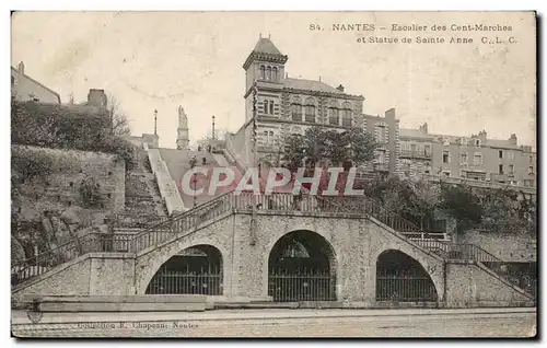 Cartes postales Nantes Escalier des Cent Marches et Statue de Sainte Anne