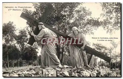 Cartes postales Calvaire de Pontchateau Simon le Cyreneen aide Jesus a Porter sa croix