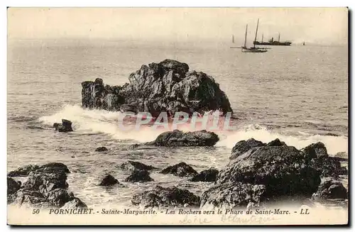 Ansichtskarte AK Pornichet Sainte Marguerite Les Rochers vers le Phare de Saint Marc Lighthouse Bateaux