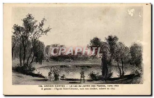 Ansichtskarte AK Ancien Nantes Le Lac du Jardin des Plantes vers 1865 A ganche l Eglise saint Clement sans son cl