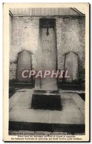 Cartes postales Nantes Pittoresque et Curieux Monument des Martyrs a Gigant les fameuses fusillades de 1773 1794