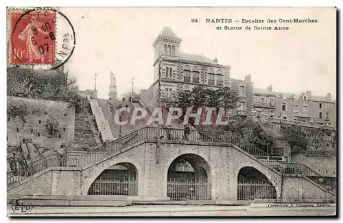 Cartes postales Nantes Escalier des Cent Marches et Statue de Sainte Anne